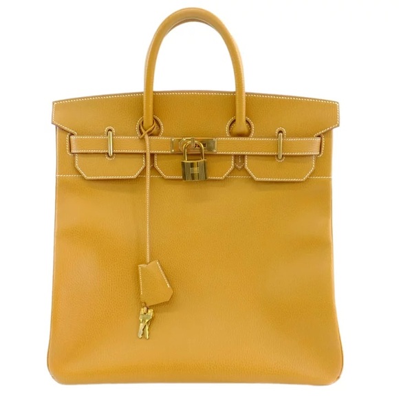 Authentic HERMES HAC Haut a Courroies Birkin natural gold brown travel tote - Picture 2 of 11